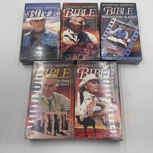 Charlton Heston‎ Presents The Bible VHS Lot Genesis Passion Story Moses